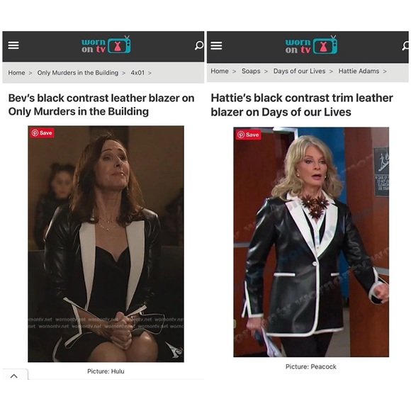 Alice + Olivia Breann Black Off White Vegan Leather Blazer Jacket - Picture 6 of 16